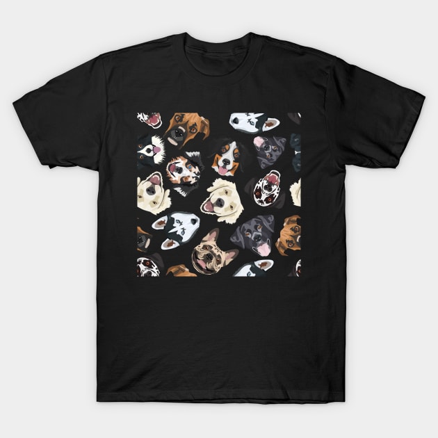 Cheerful Illustration with dogs T-Shirt by GreenOptix